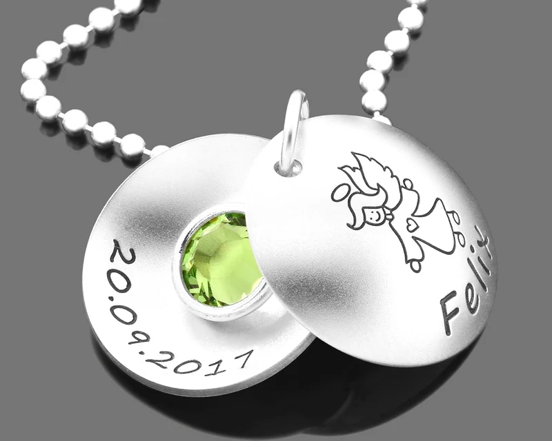 TAUFKETTE MIT ENGEL SCHUTZENGEL KETTE TAUFE MEDAILLON KINDERKETTE 925 SILBER