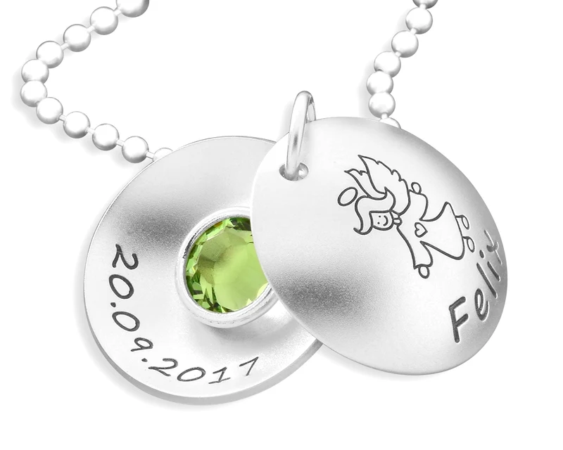 TAUFKETTE MIT ENGEL SCHUTZENGEL KETTE TAUFE MEDAILLON KINDERKETTE 925 SILBER