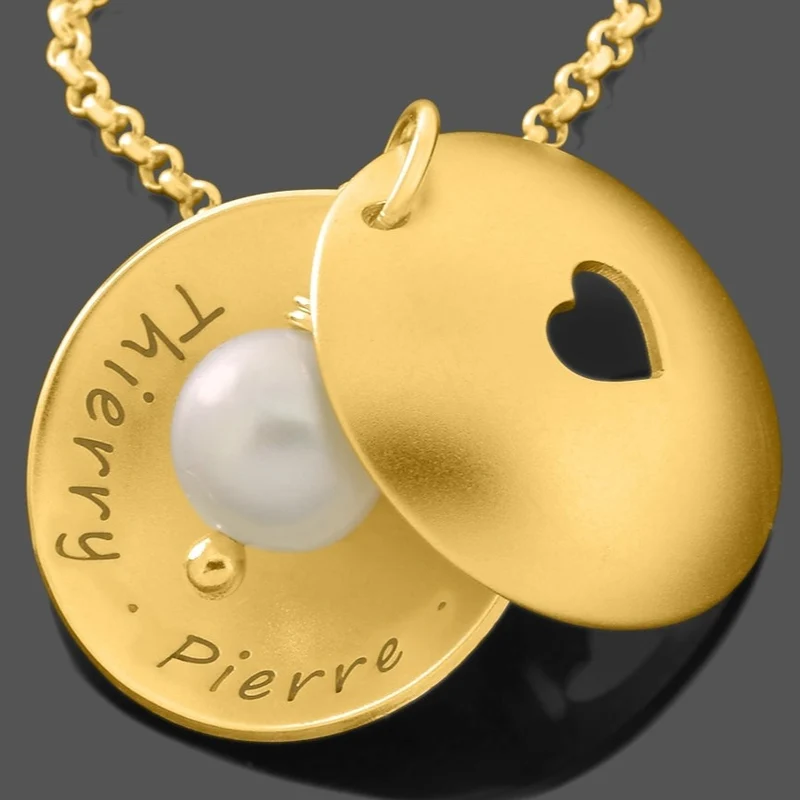 GESCHENK FÜR OMA FAMILIENSCHMUCK MIT NAMEN HERZ MEDAILLON HALSKETTE GOLD
