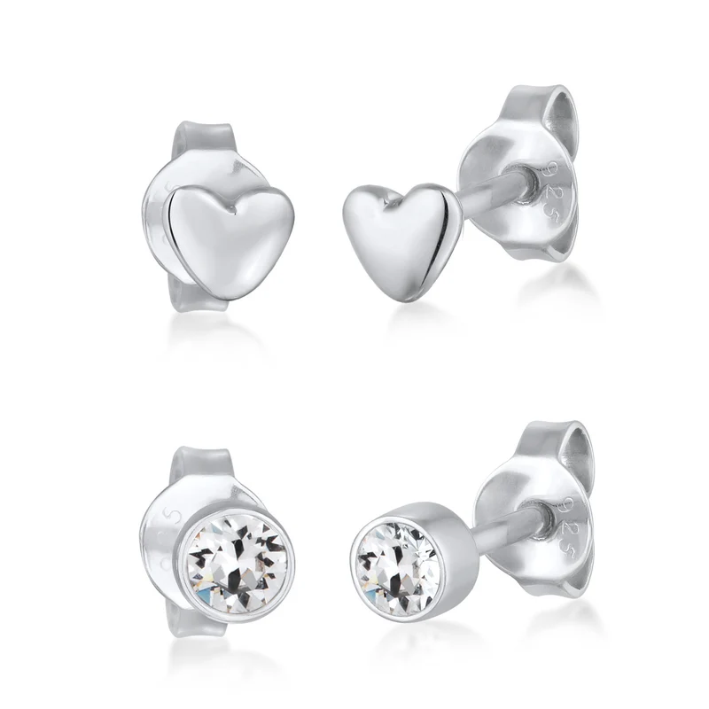Ohrstecker Set Herz | Mit Kristallen von Swarovski® (Weiß)