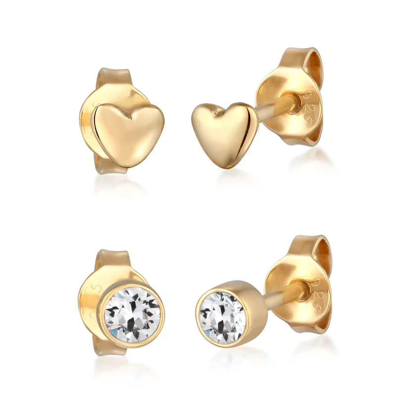 Ohrstecker Set Herz | Mit Kristallen von Swarovski® (Weiß)