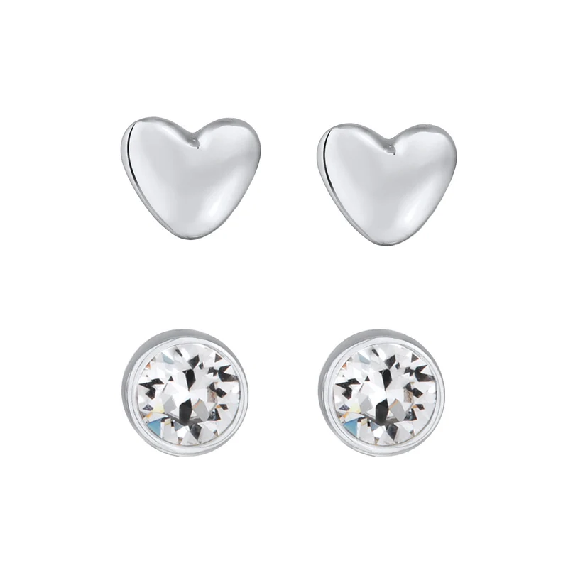 Ohrstecker Set Herz | Mit Kristallen von Swarovski® (Weiß)