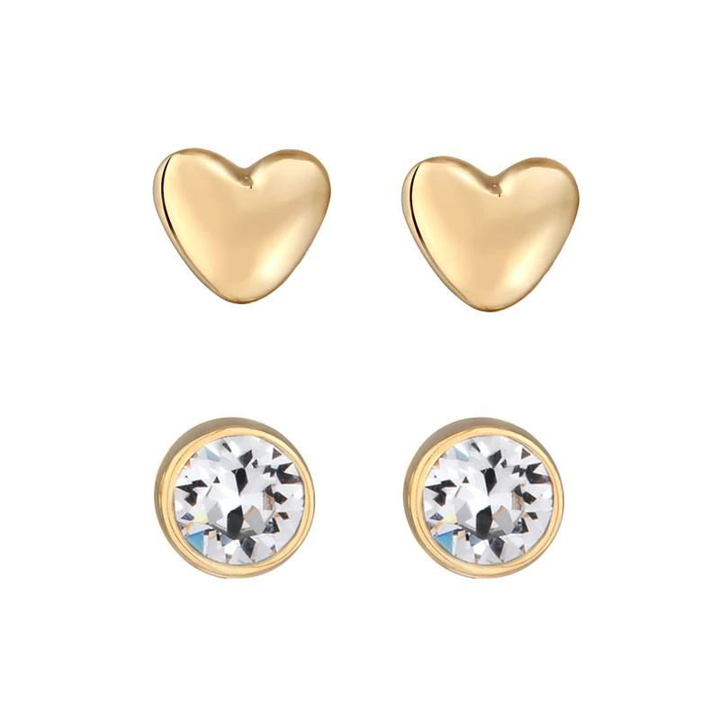 Ohrstecker Set Herz | Mit Kristallen von Swarovski® (Weiß)