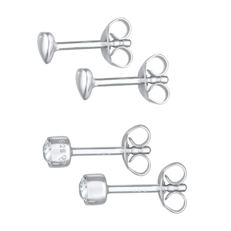 Ohrstecker Set Herz | Mit Kristallen von Swarovski® (Weiß)