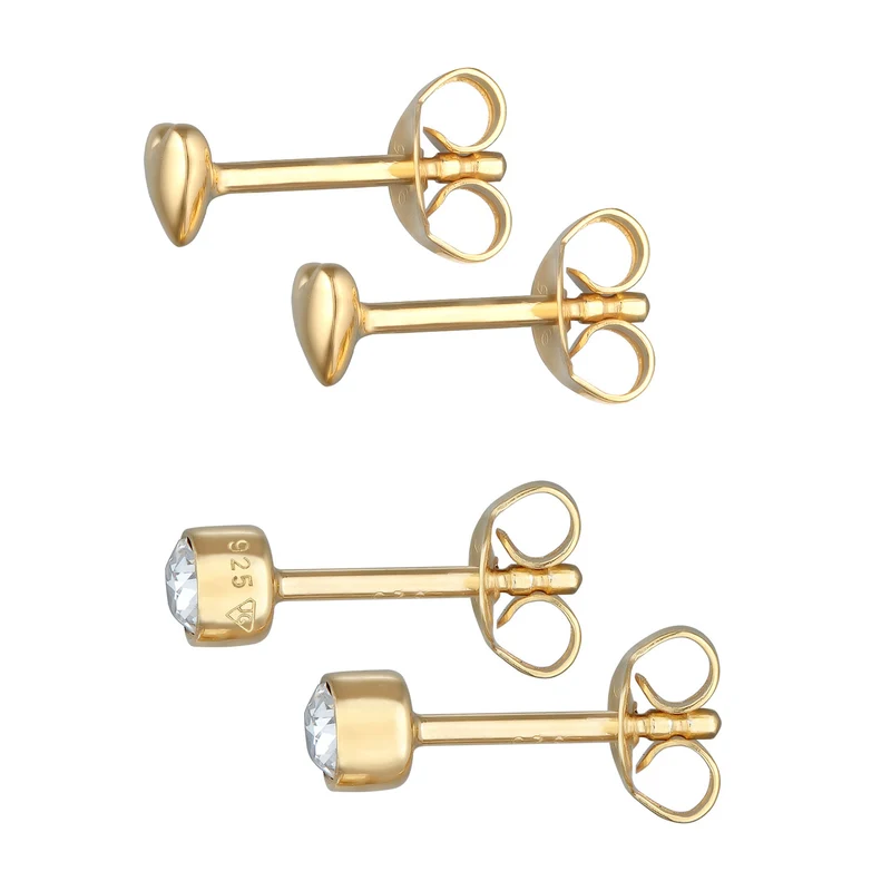 Ohrstecker Set Herz | Mit Kristallen von Swarovski® (Weiß)