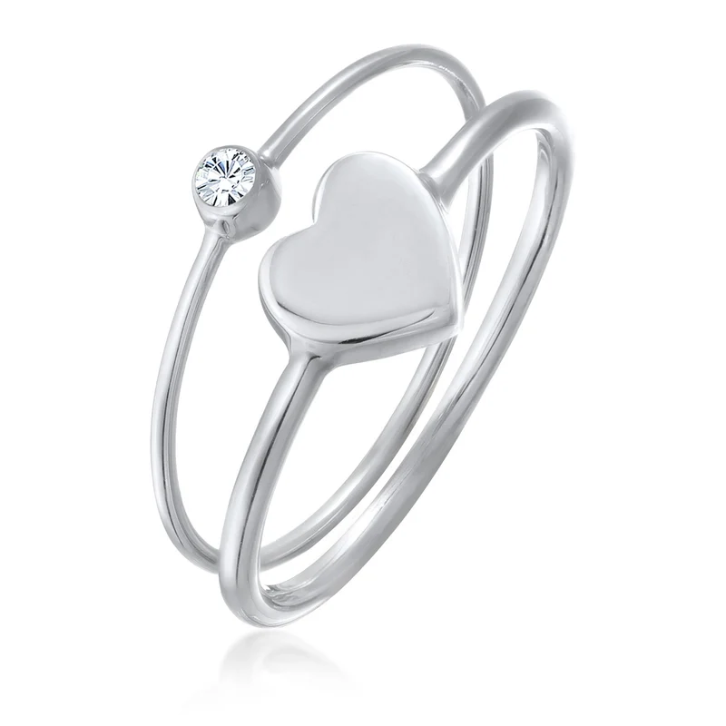Solitär-Ring Set Herz | Mit Kristallen von Swarovski®