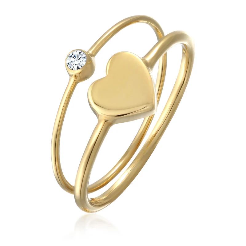 Solitär-Ring Set Herz | Mit Kristallen von Swarovski®