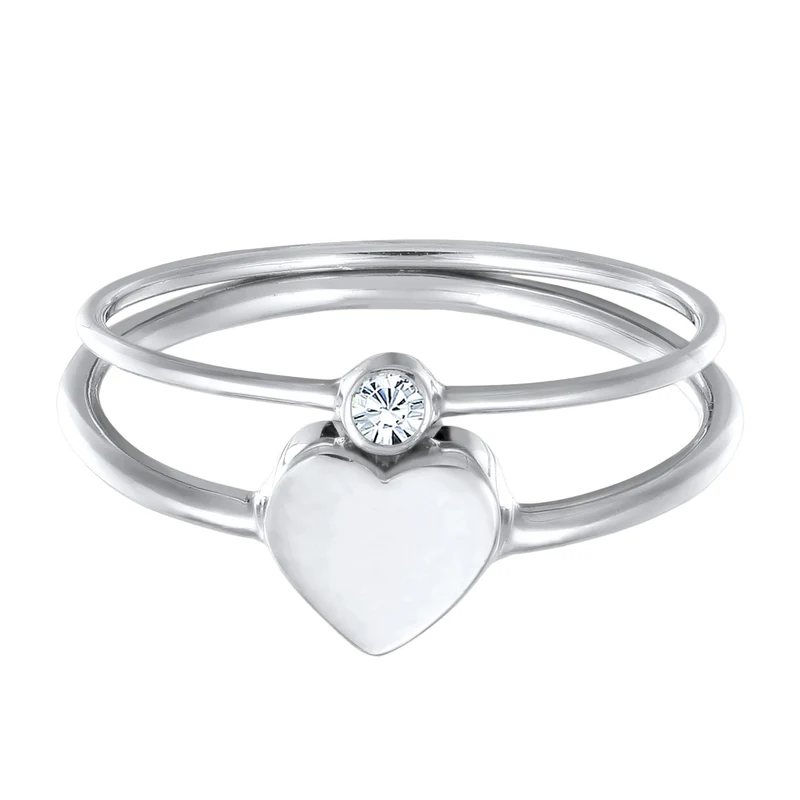 Solitär-Ring Set Herz | Mit Kristallen von Swarovski®