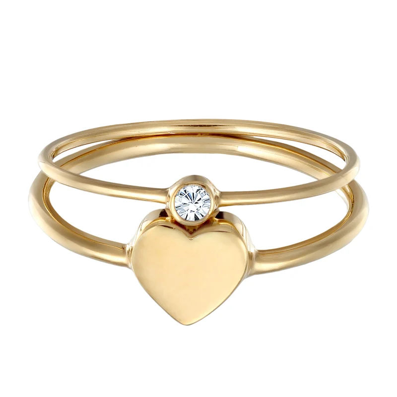 Solitär-Ring Set Herz | Mit Kristallen von Swarovski®