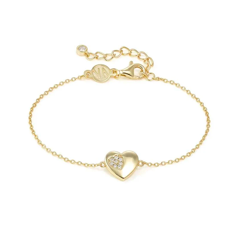 Petit Sparkle 18kt Gold Heart Bracelet with CZ