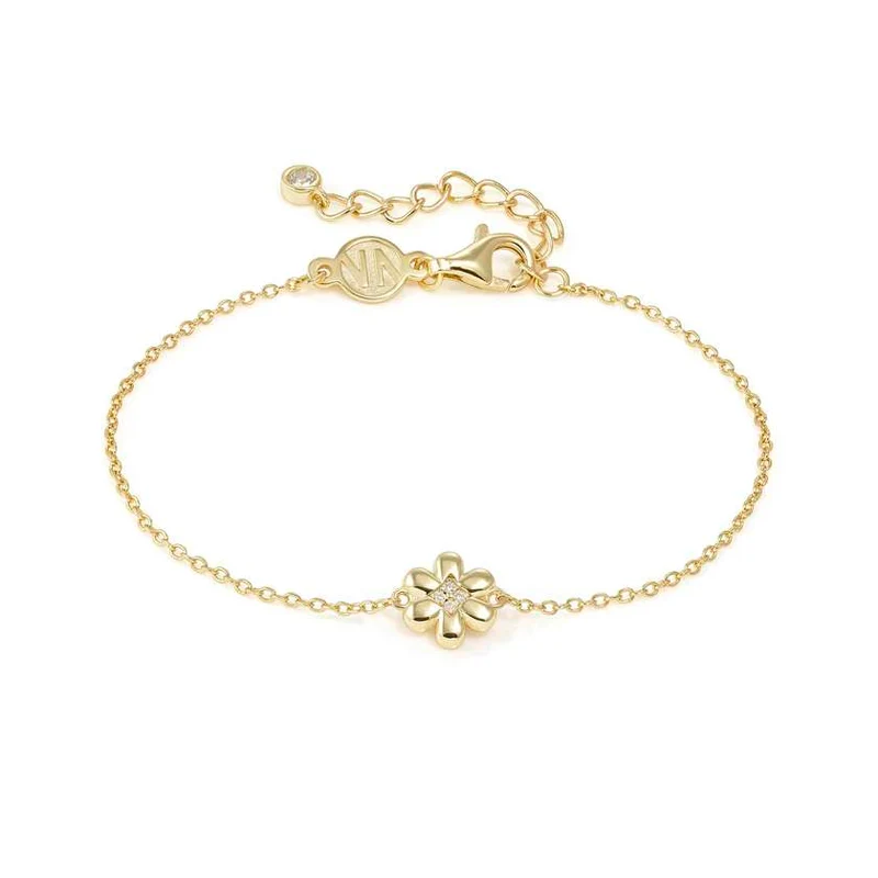 Petit Sparkle 18kt Gold Flower Bracelet with CZ