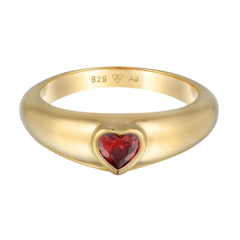 Bandring Herz | Zirkonia (Rot)