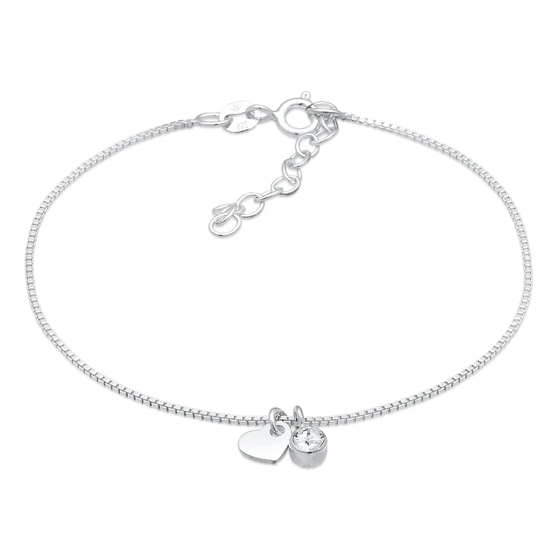 Armband Herz Anhänger | Mit Kristallen von Swarovski® (Weiß)