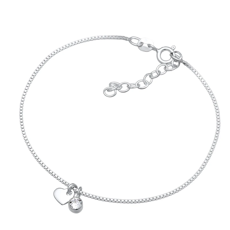 Armband Herz Anhänger | Mit Kristallen von Swarovski® (Weiß)