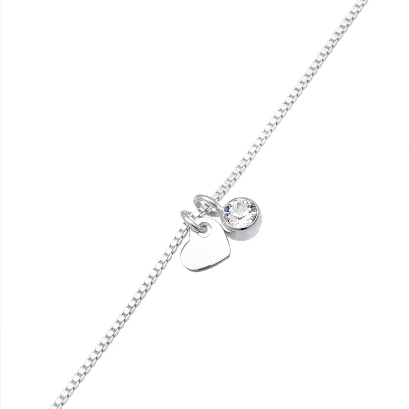 Armband Herz Anhänger | Mit Kristallen von Swarovski® (Weiß)