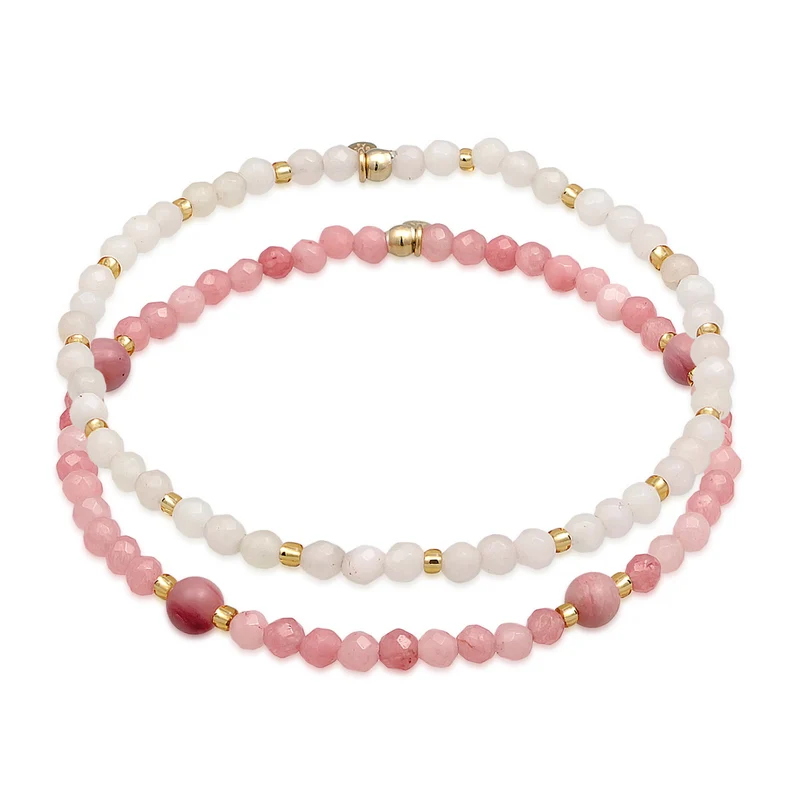 ArmbandSet Perlen | Achat, Quarz (Rosa)