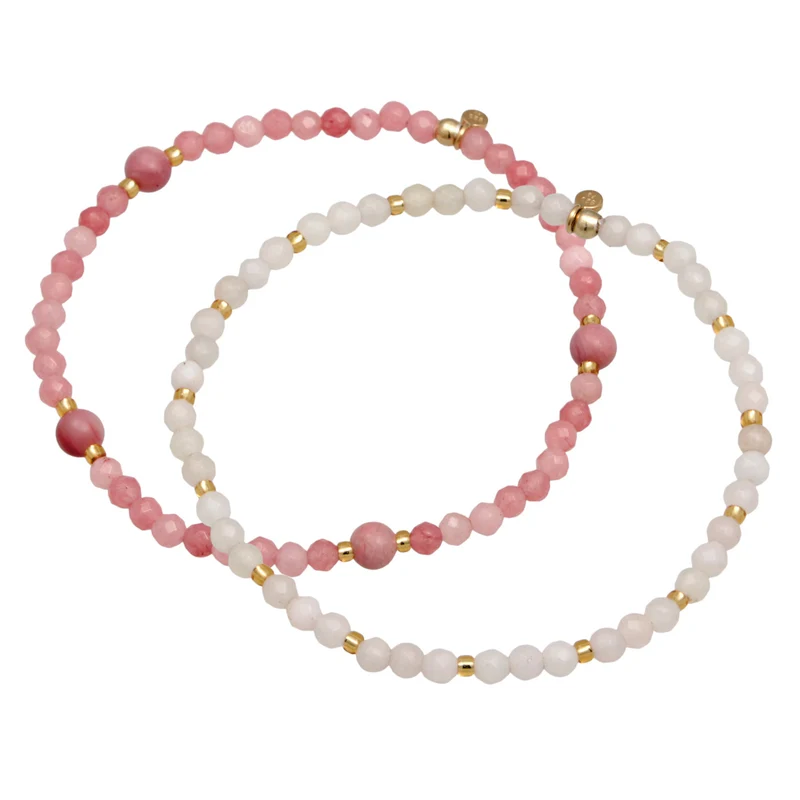 ArmbandSet Perlen | Achat, Quarz (Rosa)