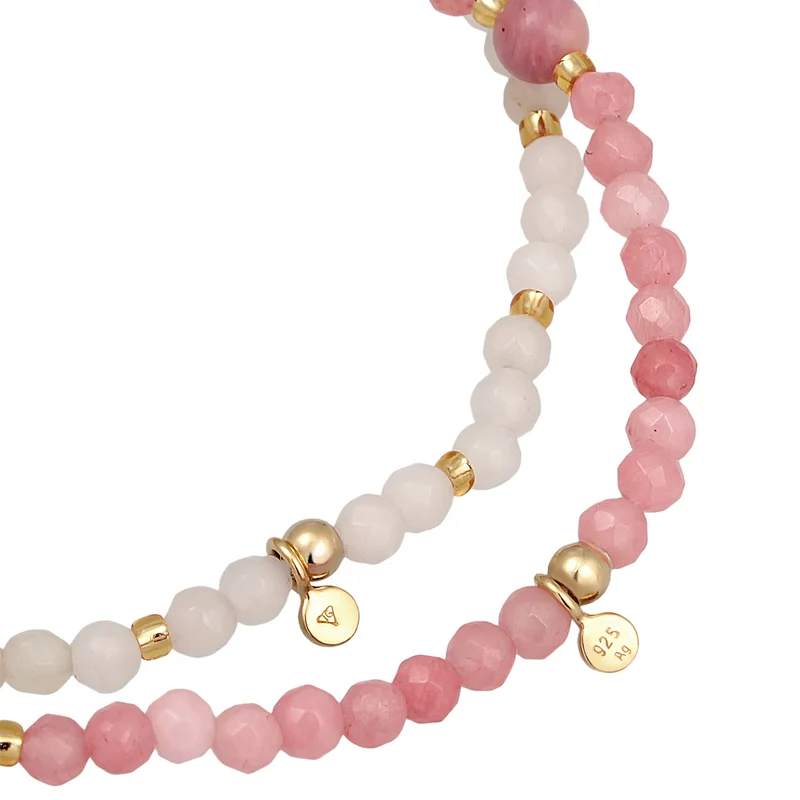 ArmbandSet Perlen | Achat, Quarz (Rosa)