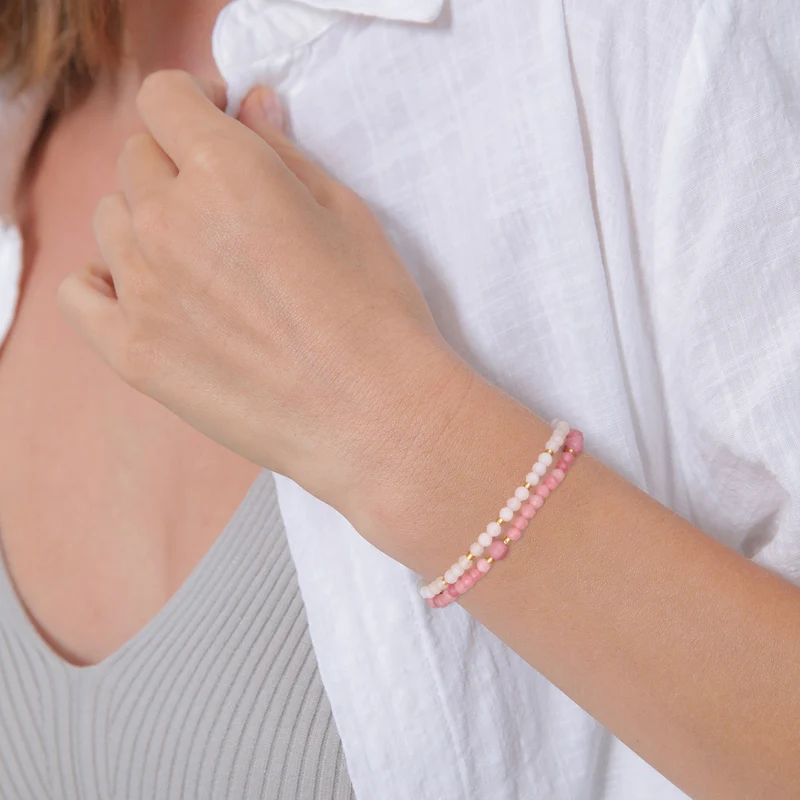 ArmbandSet Perlen | Achat, Quarz (Rosa)