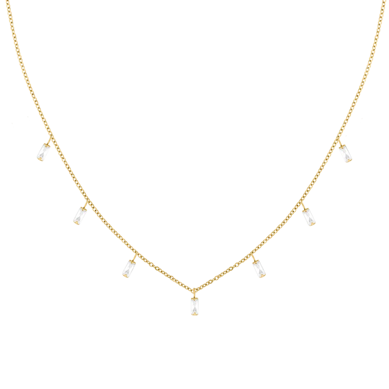 Everlasting Baguette Dangle Kette 14K Vergoldet
