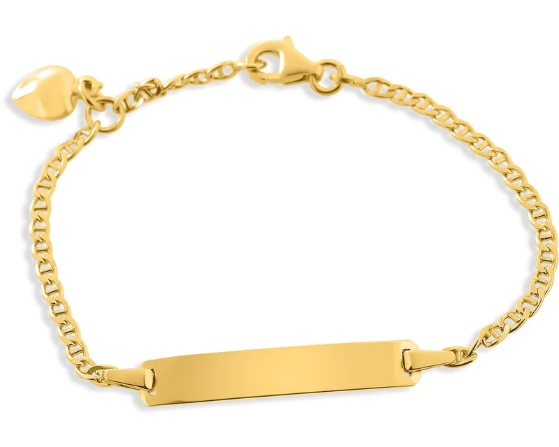 ARMBAND FÜR KINDER BABYS ID TAUFARMBAND GOLD GRAVUR HERZ