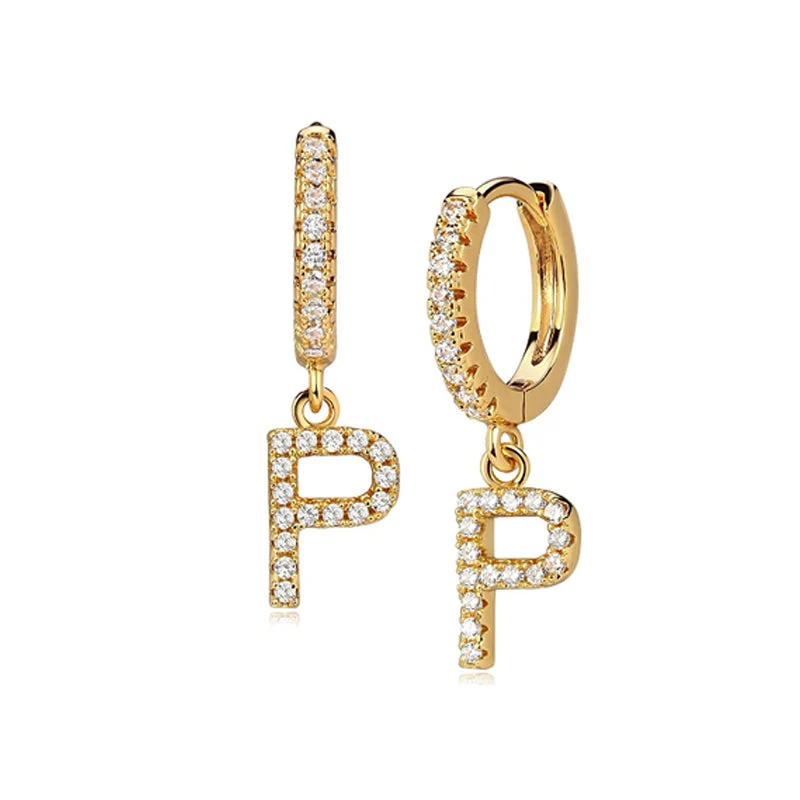 Hi-Life Letter Huggie Ohrringe 18K Vergoldet