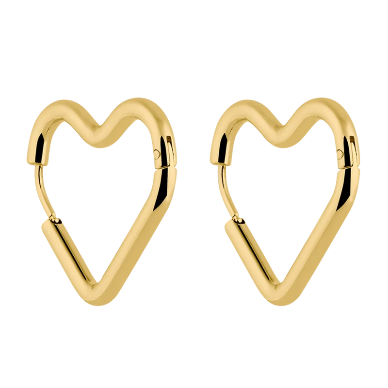 Heart Huggie Edelstahl Ohrringe 14K Vergoldet