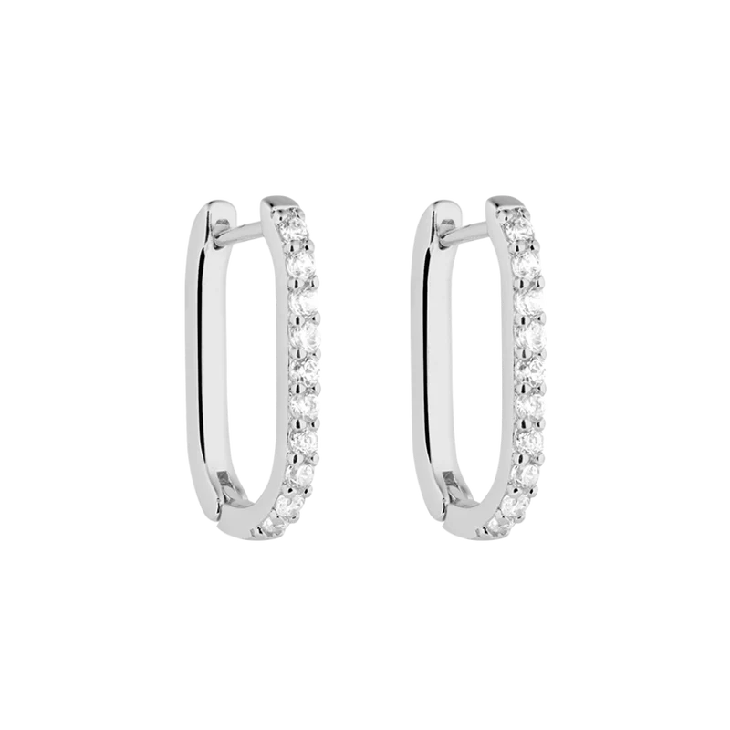 Square Pave Huggie Ohrringe 18K Vergoldet
