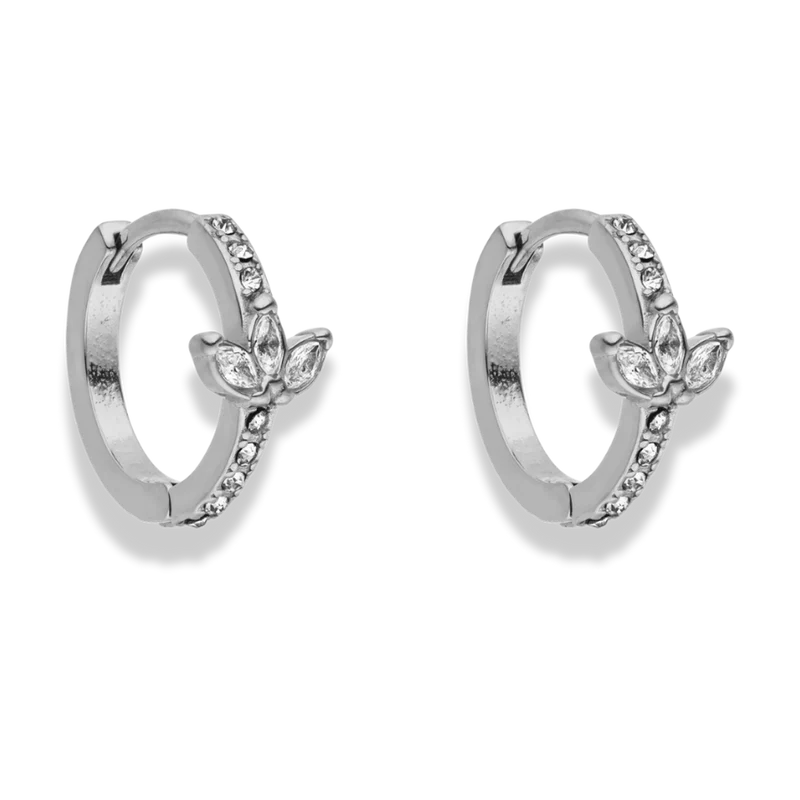 Lotus Pave Huggie Ohrringe 14K vergoldet