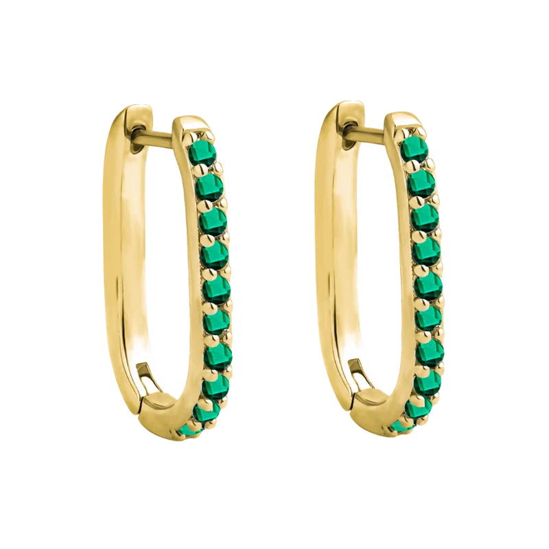 Square Pave Huggie Ohrringe 18K Vergoldet - Large