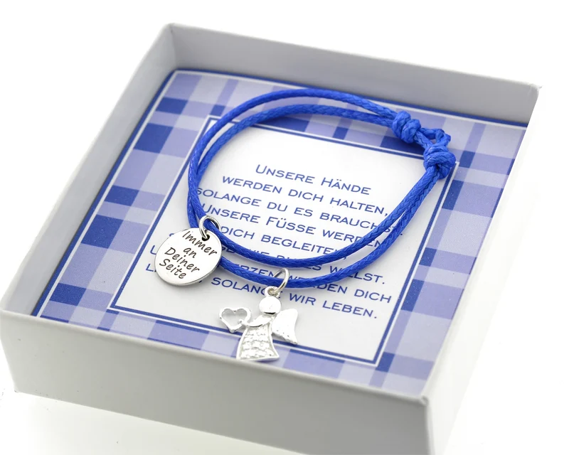 GESCHENKSCHACHTEL TAUFARMBAND MIT ENGEL JUNGE ARMBAND TAUFE MIT GRAVUR SCHACHTEL TEXT
