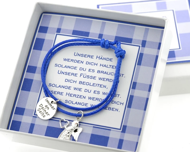 GESCHENKSCHACHTEL TAUFARMBAND MIT ENGEL JUNGE ARMBAND TAUFE MIT GRAVUR SCHACHTEL TEXT