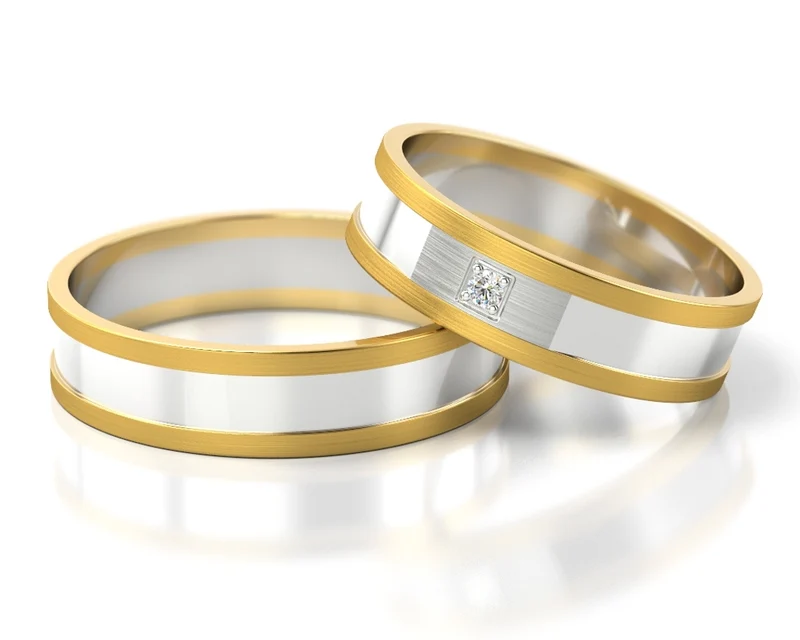 BICOLOR RINGE, PARTNERRINGE, VERLOBUNGSRINGE MIT GRAVUR