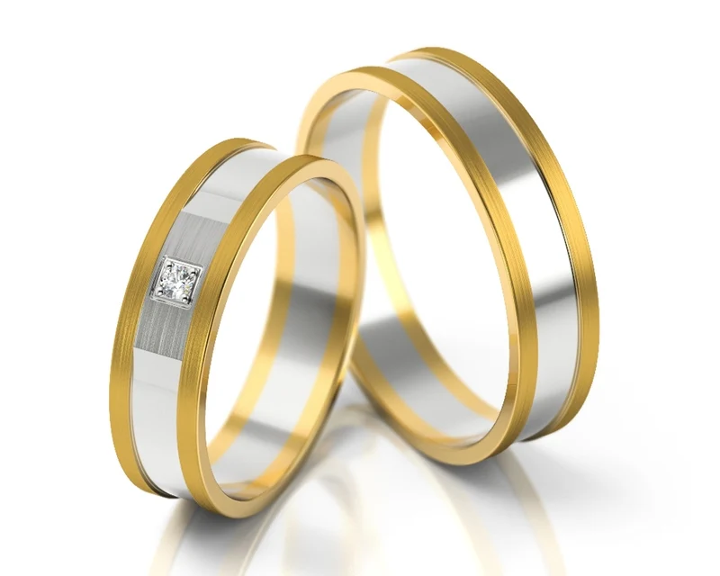 BICOLOR RINGE, PARTNERRINGE, VERLOBUNGSRINGE MIT GRAVUR