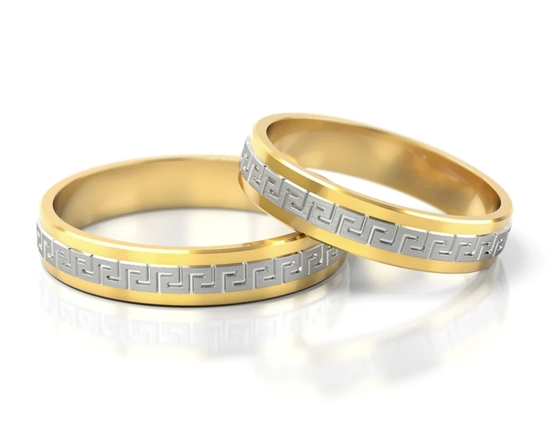 BICOLOR RINGE, GRIECHISCHER RING, TRAURINGE MIT MUSTER