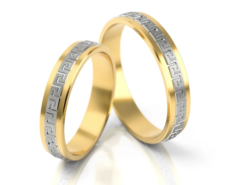 BICOLOR RINGE, GRIECHISCHER RING, TRAURINGE MIT MUSTER
