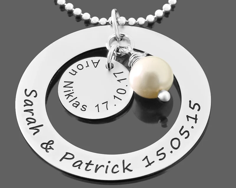 FAMILIENKREIS KETTE MIT GRAVUR 925 SILBER NAMENSKETTE DAMEN MUTTER MAMA