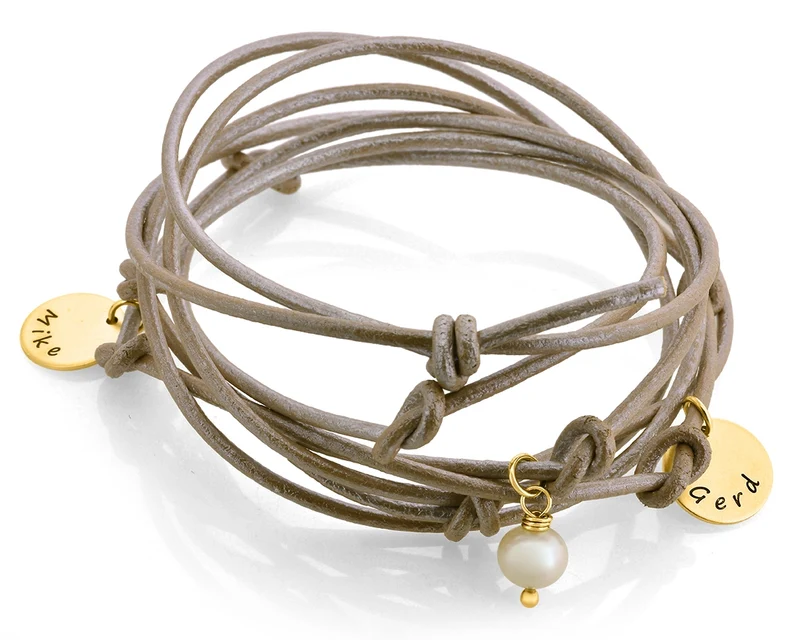 ARMBAND MIT NAMEN BEIGE LEDERARMBAND DAMEN