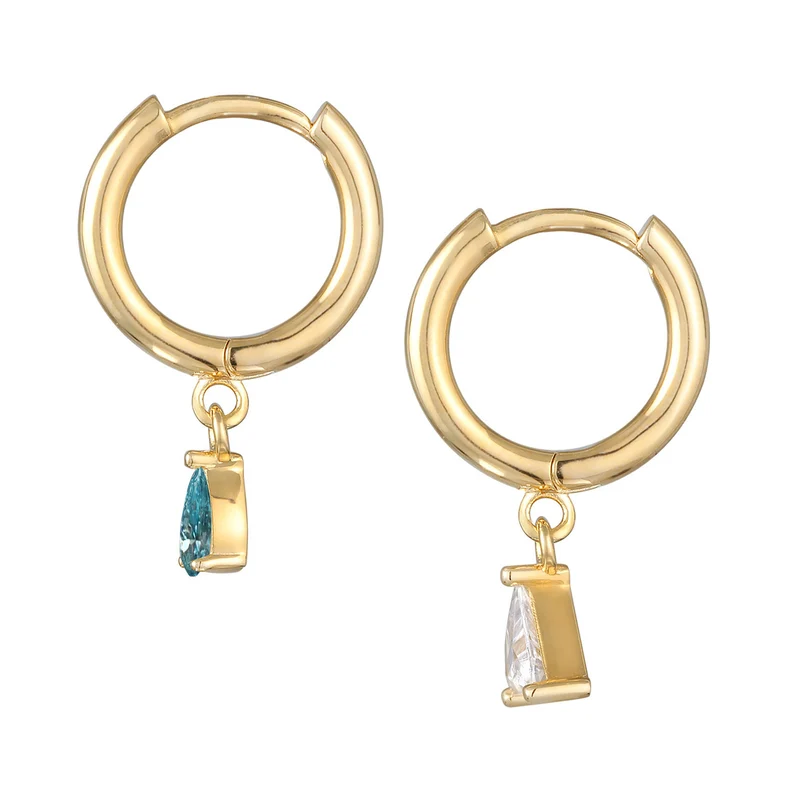 Ohrhänger Duo Dreieck Tropfen | Kristalle (Weiß, Blau)