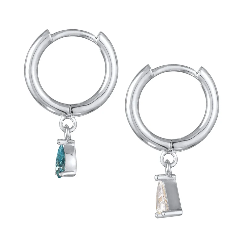 Ohrhänger Duo Dreieck Tropfen | Kristalle (Weiß, Blau)
