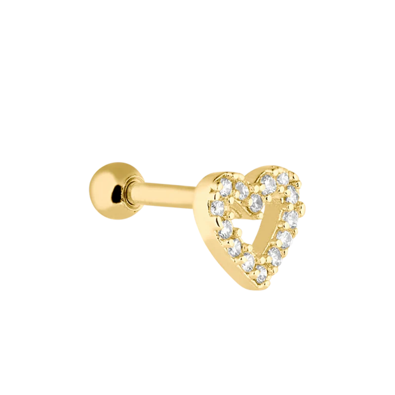 Pave Heart Ohr Piercing Gold