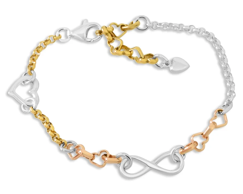 TRICOLOR ARMBAND INFINITY ANHÄNGER HERZ SILBERSCHMUCK DAMEN
