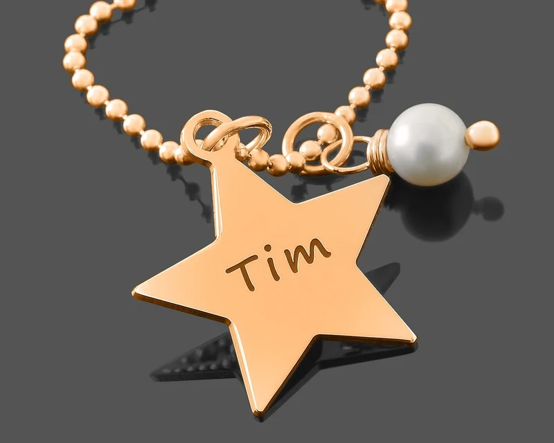 HALSKETTE DAMEN STERN MIT NAMEN STERNENKIND SCHMUCK ROSEGOLD