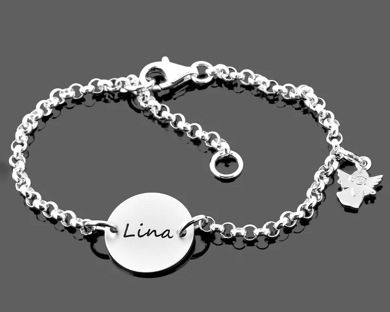 SILBERARMBAND MIT NAMEN TAUFE ARMKETTCHEN 925 SILBER ENGEL ARMBAND SCHUTZENGEL