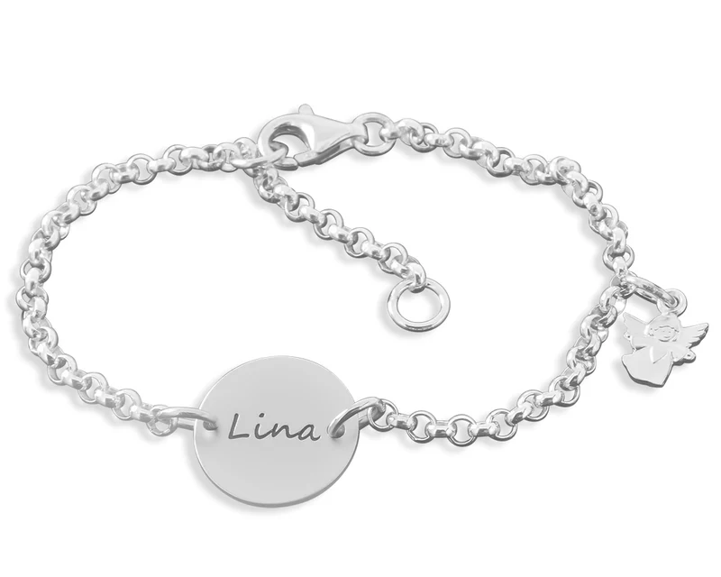 SILBERARMBAND MIT NAMEN TAUFE ARMKETTCHEN 925 SILBER ENGEL ARMBAND SCHUTZENGEL