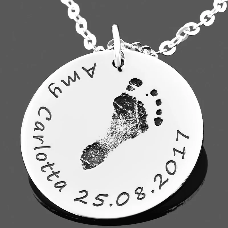 SILBERSCHMUCK BABYFUß GESCHENK ZUR GEBURT NAMENSKETTE 925 SILBER MUTTER