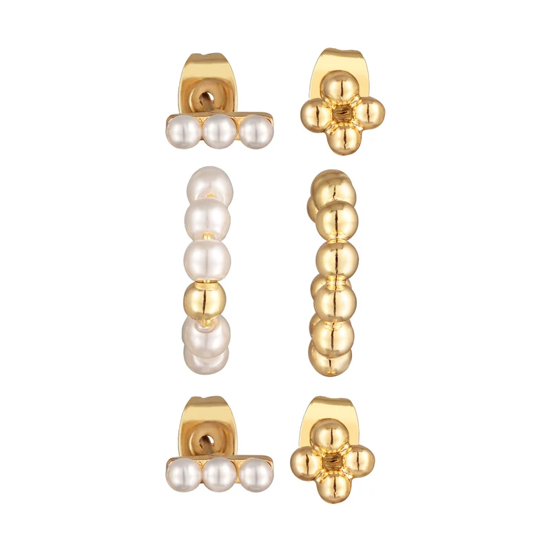Ohrring-Set Kugeln | Glasperlen (Weiß)