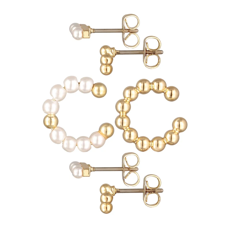 Ohrring-Set Kugeln | Glasperlen (Weiß)