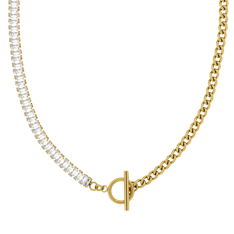 Nereya Baguette T-Bar Kette 14K Vergoldet