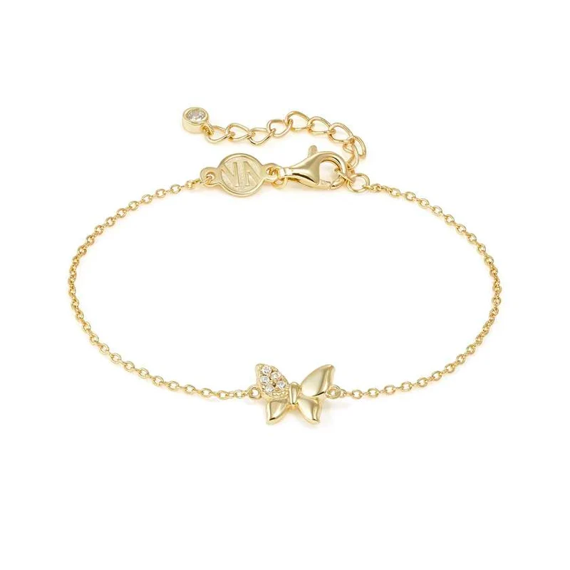 Petit Sparkle 18kt Gold Butterfly Bracelet with CZ